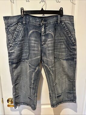Private Member Distressed Denim Shorts Size 40 Blue Wash Men’s